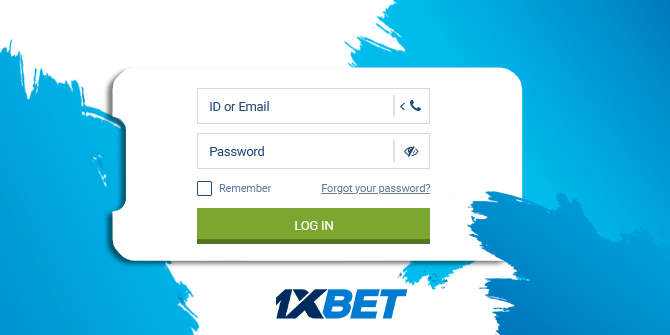 1xbet log in form to access your personal account