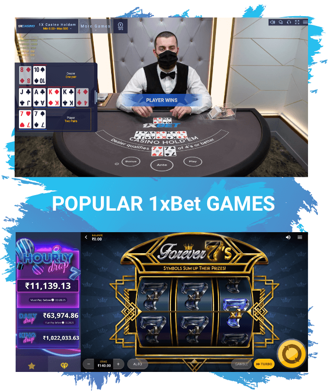 The most popular games live casino 1xbet