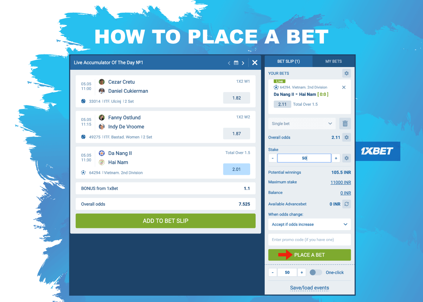 A step-by-step guide on how to bet on 1xbet for players from India