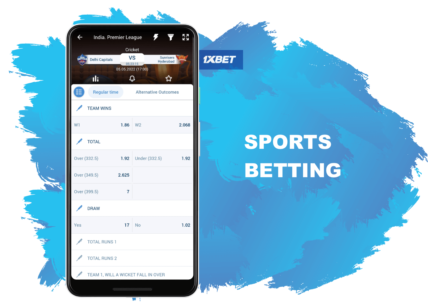 Bet on sports, including on favorite teams, with the 1xbet mobile app