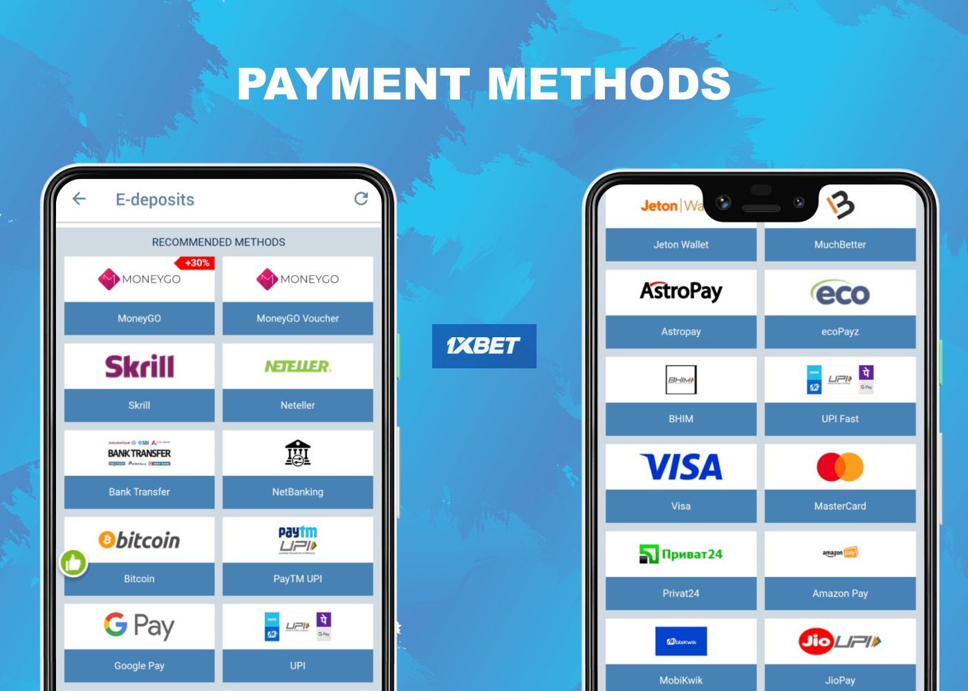 1xbet app Métodos de pagamento para depósito e saque