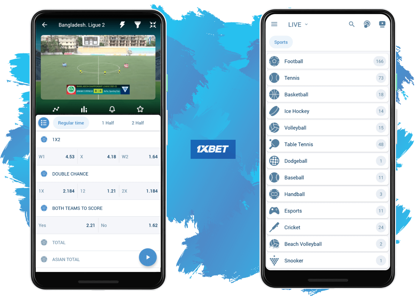 Opções de apostas no 1xbet App - notificação push, estatísticas de partidas, transmissão ao vivo